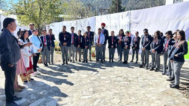 Gautam Sangle - far left - explaining the key topics of Bhimtal Flowers Show